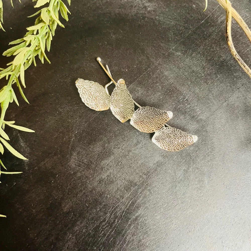 Aspen Leaf Hair Pin | Silver Toned Botanical | Forest Fae Earth Witch Boho Fairy
